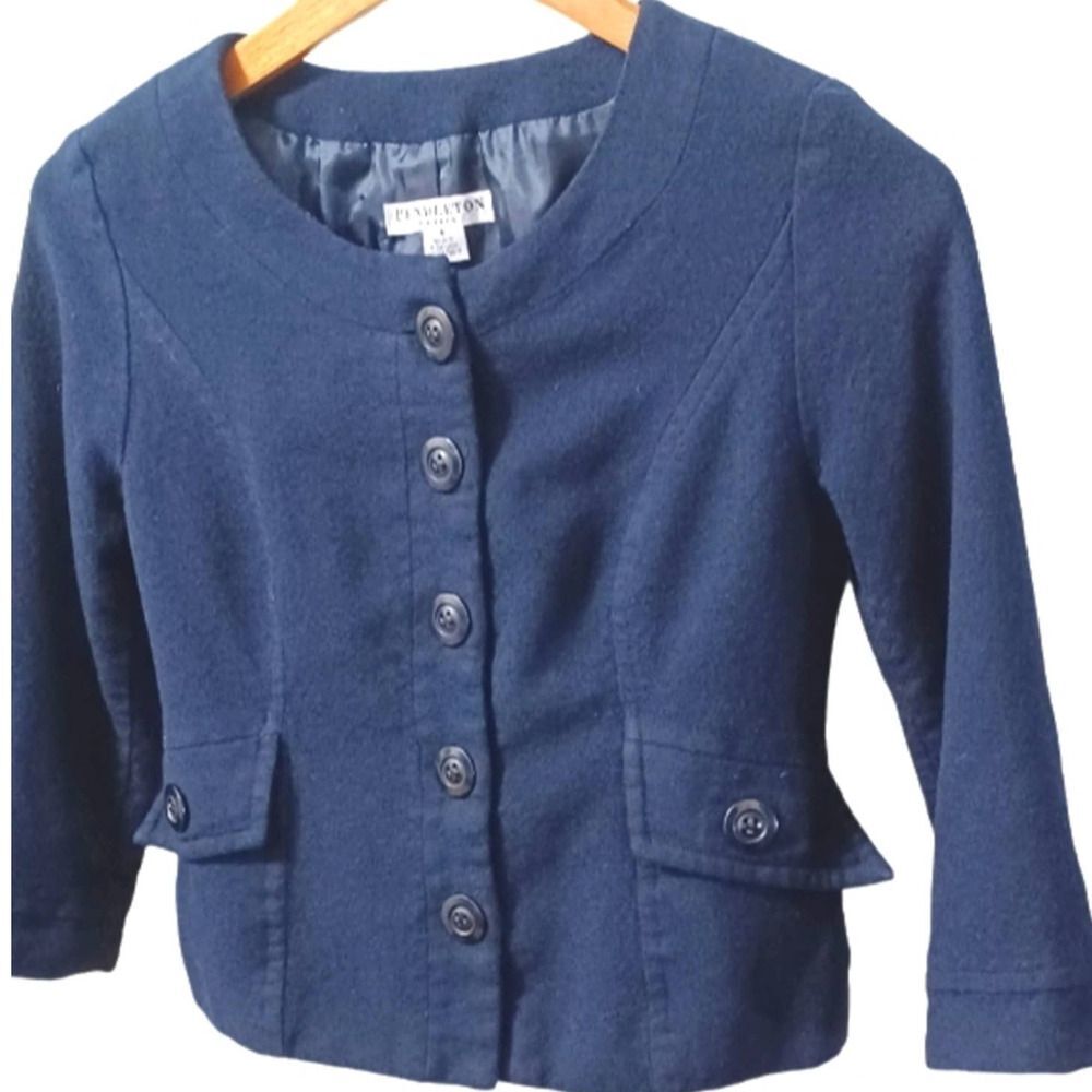 Pendleton women's 6 fatigue navy blue virgin wool jacket